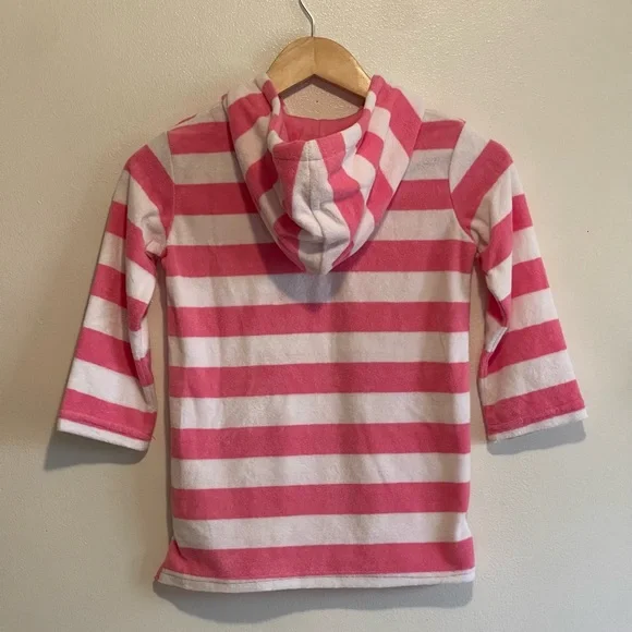Lily & Dan Girls' Pink & White Striped Hooded Swim Coverup - Picture 2 of 4